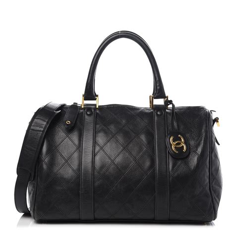 chanel black duffel purse